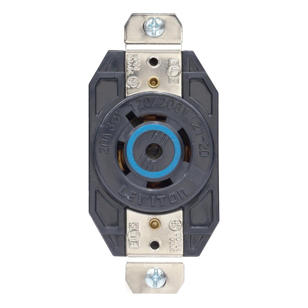 Leviton 2510 20 Amp, 120/208 Volt, Flush Mount Locking Receptacle, Black